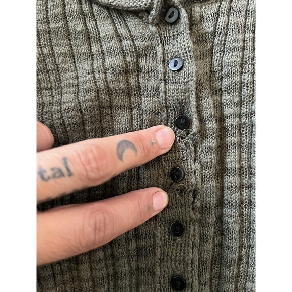 Free People Olive Green Button Front Gauzy Sheer Knee Length Dress Size … - Picture 8 of 8